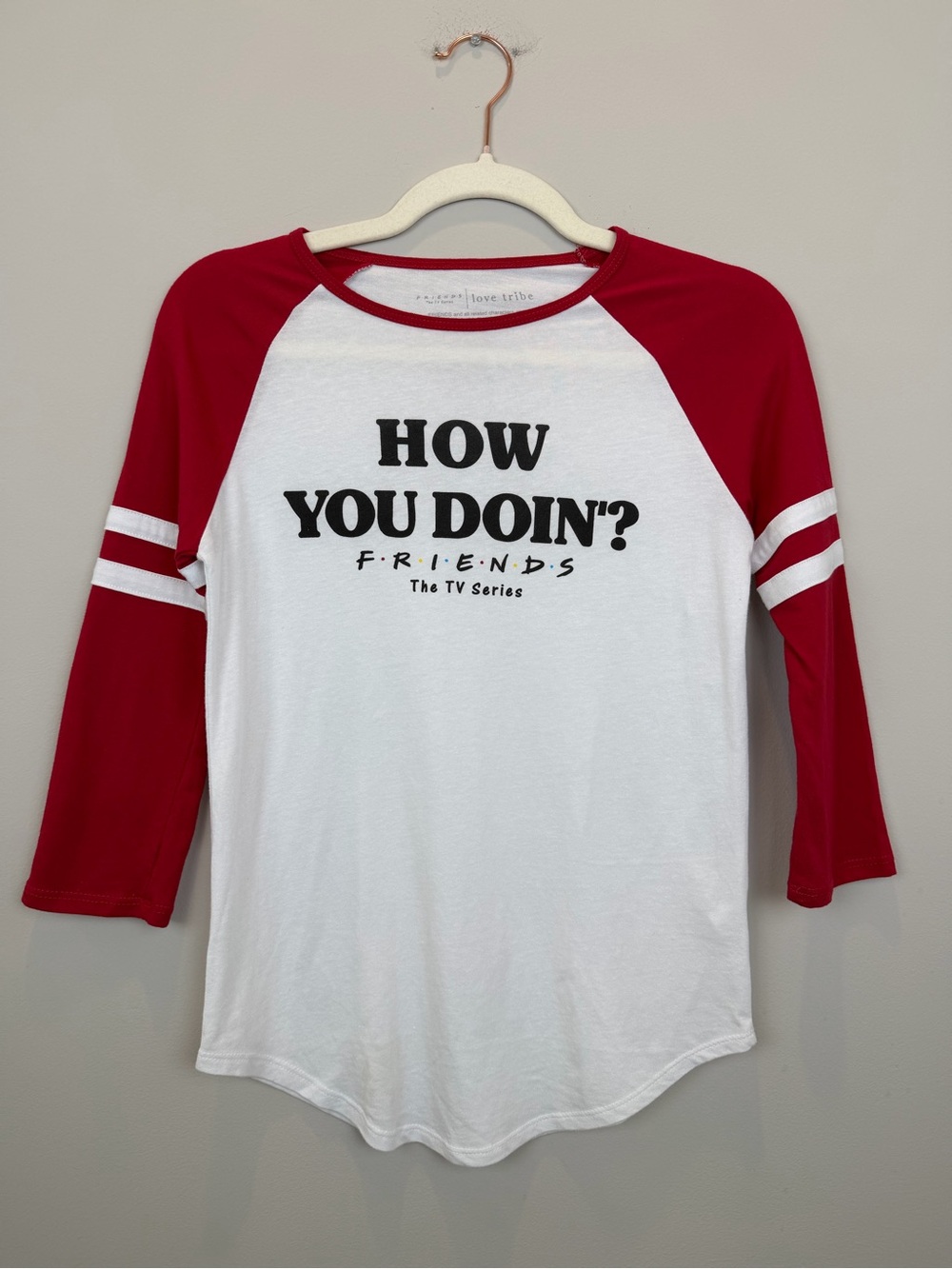 Friends "How You Doin'?" Kids Raglan Tee - White & Red
